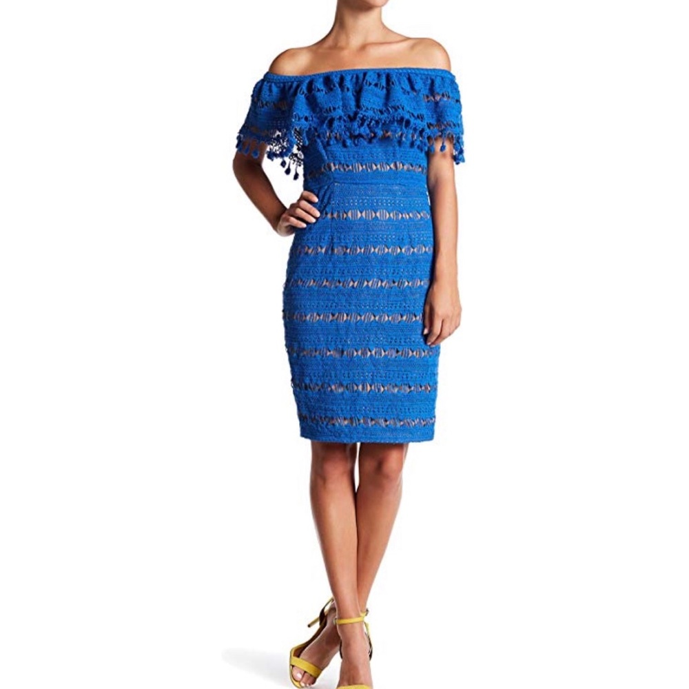 TRACY REESE Off-The-Shoulder Lace Dress Blue Size 18